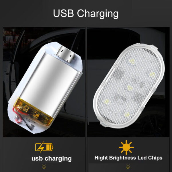 4Pcs Led Car Door Lights Usb Charging Wireless Magnetic Car Door Welcome Light For Toyota Land Cruiser Prado - Image 4