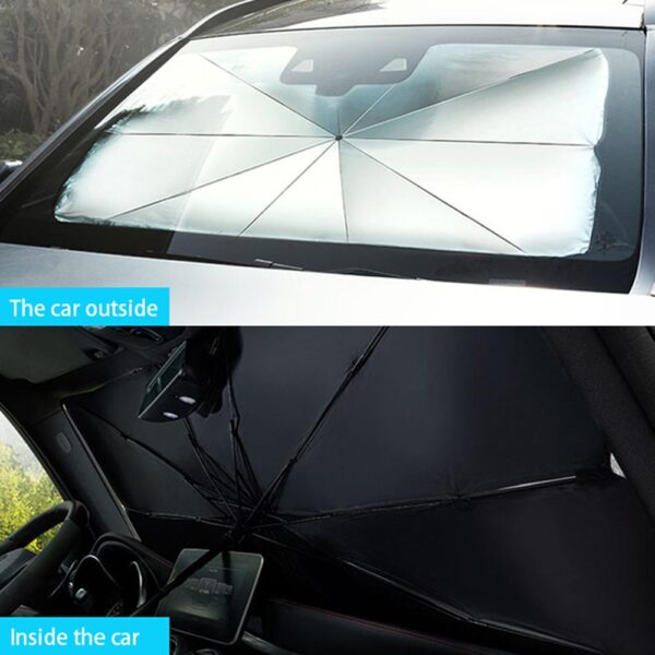Retractable Windshield Sun Shade Front Window Interior Protection Folding Umbrella For Sedan Suv Hatchback Multi-Purpose Vehicles