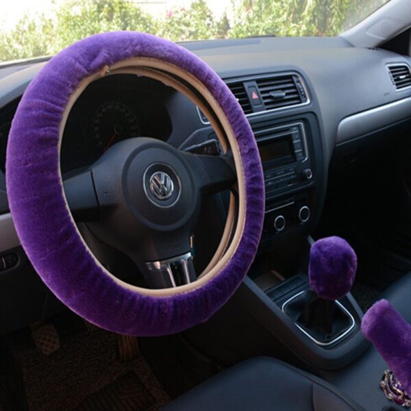 Car Steering Wheel Cover Pink Purple Furry For Women Man - Image 4