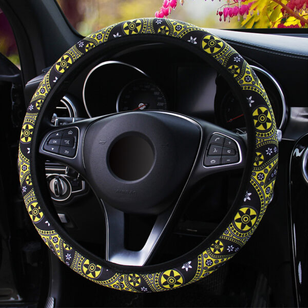 Floral Print Boho Steering Wheel Cover Flower Steering Wheel Cover 37-38CM Diameter - Image 5