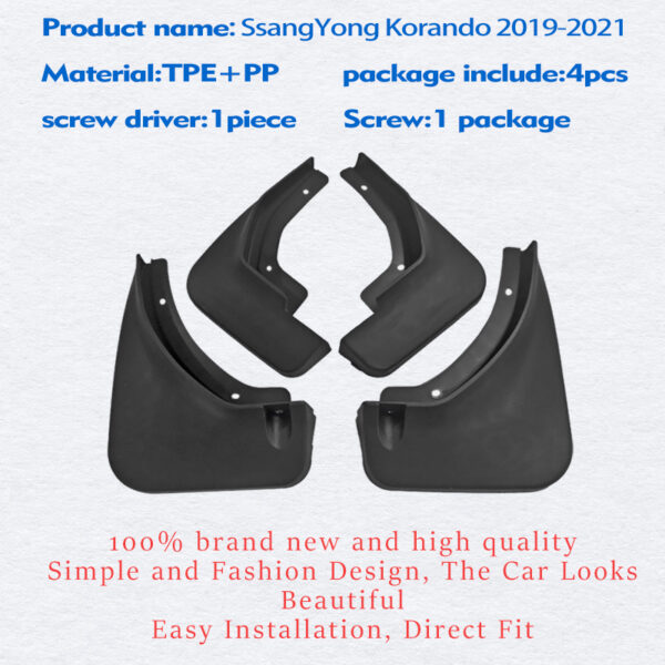 Ssang Yong Korando Mudguard Front Rear 4Pcs 2019-2021 Fender Mud Flaps - Image 3