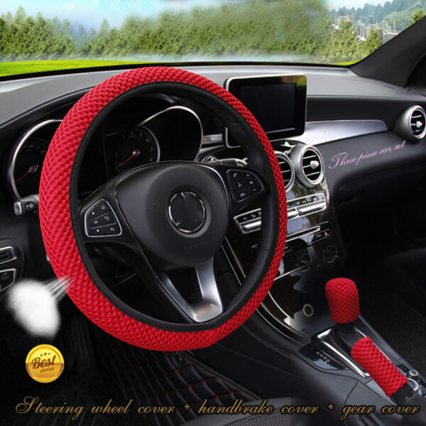 Universal 38CM Wear-resistant Anti-slip Steering Wheel Cover Gear Handbrake Cover Interior