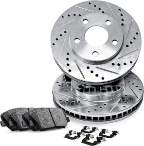 This comprehensive kit includes front brake pads, brake rotors, ceramic brake pads, and rotors, along with a hardware kit. Specifically designed to fit the 2007-2018 Jeep Wrangler and 2018 Jeep Wrangler JK, it ensures reliable braking performance and enhanced safety for your vehicle.