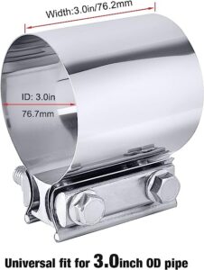 3.0 Inch Exhaust Clamp,Butt Joint Band Clamp Sleeve Coupler Stainless Steel 2PCS