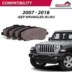 This comprehensive kit includes front and rear brake pads along with hardware and grease. Designed to be compatible with the 2007-2018 Jeep Wrangler JK/JKU, it ensures reliable and high-performance braking for your vehicle.