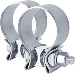 2.0 Inch Exhaust Clamp,Narrow Band Muffler Clamp Stainless Steel 2PCS