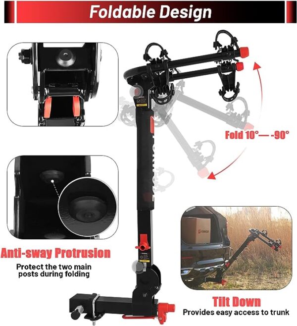 Locking 2-Bike Hitch Mount Rack - Heavy Duty Carrier for Car, Truck, SUV, and Minivans with 2" Receiver