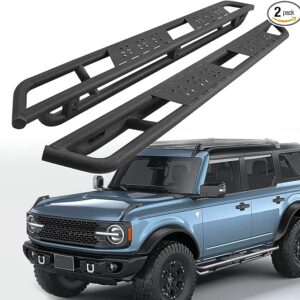 Ford Bronco with 6.5 Inch Drop Step Style Running Boards Black Side Bars and Nerf Bars for 2021-2023 Bronco 4 Door - Durable Carbon Steel Side Steps