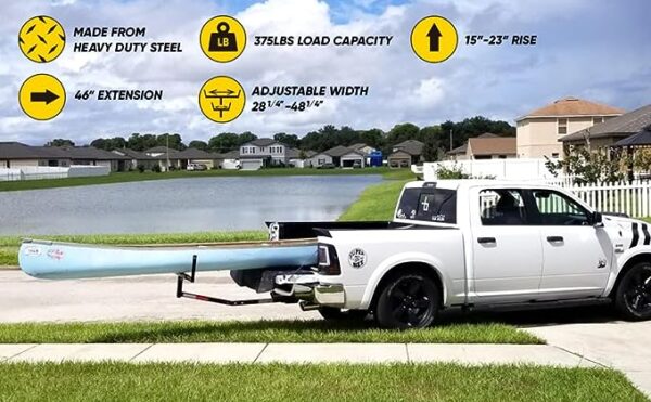 Truck Bed Extender Kayak Hitch Mount for Ladders, Racks, Canoes, Kayaks, Long Pipes, and Lumber