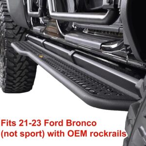 USA-Made Bronco Side Steps Full Length EZ-Step for 21-23+ Ford Bronco (4 Door, Blue Logo Plate, 1 Pair)