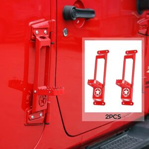 Jeep Pegs For Foot Folding Metal Door Hinge Step Foot Pedal for Jeep Wrangler 2007-2018 JK JKU, 2018-2020 JL JLU in Red