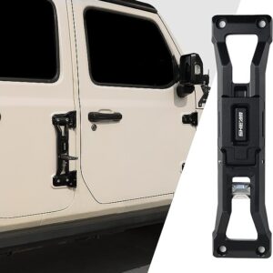 Jeep Pegs For Foot Folding Aluminum Door Hinge Step with Bottle Opener - Fits Wrangler 2007-2023 (JK JKU JL JLU & Gladiator JT), No Drilling, Black (1 Pack)