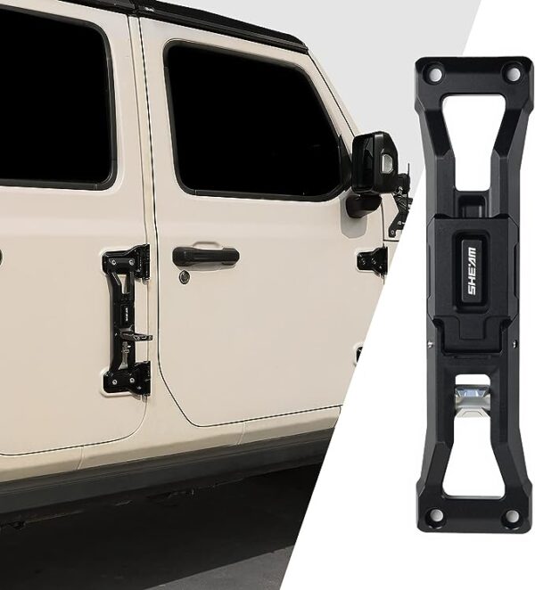 Jeep Pegs For Foot Folding Aluminum Door Hinge Step with Bottle Opener - Fits Wrangler 2007-2023 (JK JKU JL JLU & Gladiator JT), No Drilling, Black (1 Pack)