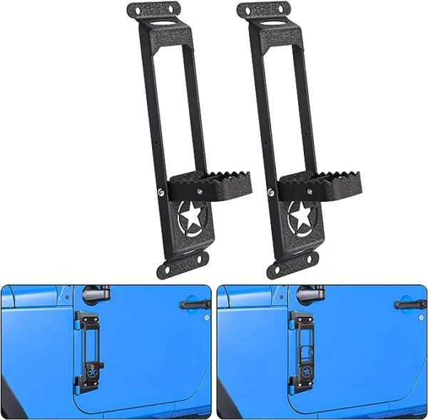 Jeep Pegs For Foot Foldable Metal Door Hinge Steps for 2007-2017 Jeep Wrangler JK JKU & 2018-2020 Jeep Wrangler JL JKU - Set of 2