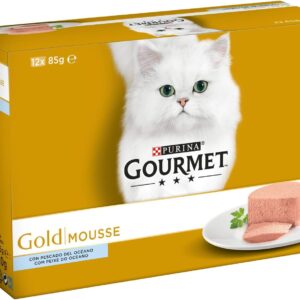 Purina Gourmet Gold Mousse para gatos con pescado, 12 latas 85g