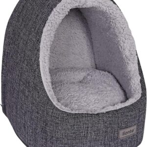 Cueva para gatos Lionto con cojines reversibles, gris oscuro