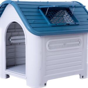 Lanco - Caseta para perros medianos con techo solar ajustable