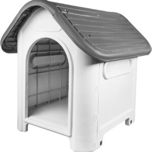 Caserón Mighty para mascotas, plástico resistente azul/gris