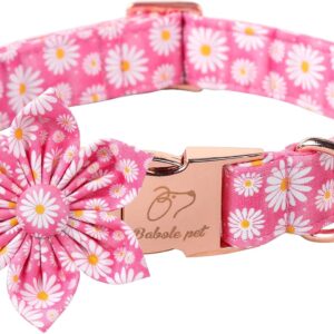 Collar perro con lazo floral rosa – Ajustable y seguro