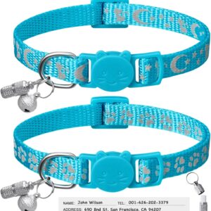 LLHK 2 collares reflectantes para gato con campana y etiquetas