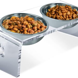Comedero elevado para gatos y perros con soporte acrílico