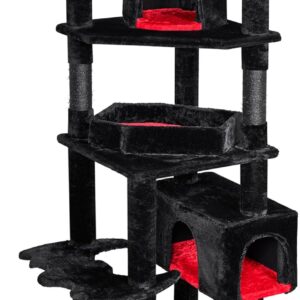 BEWISHOME Árbol gótico para gatos grande con cama ataúd