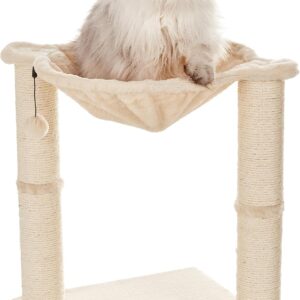Amazon Basics Torre para gatos con hamaca y rascador beige