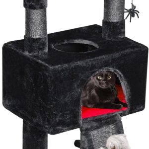 BEWISHOME Árbol gótico para gatos con cama-ataúd