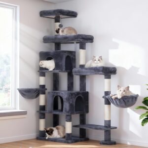 Hey-Brother Torre para gatos de 70 pulgadas, postes y hamacas