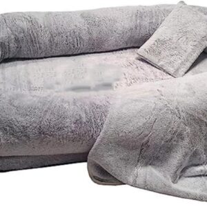 Cama puff humana y para perro, gris y suave
