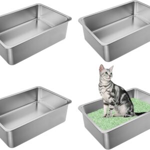 Arenero grande para gatos 4 piezas | Acero inoxidable