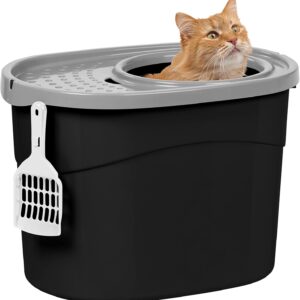 Arenero gatos Iris Ohyama XL hasta 7kg, negro/gris
