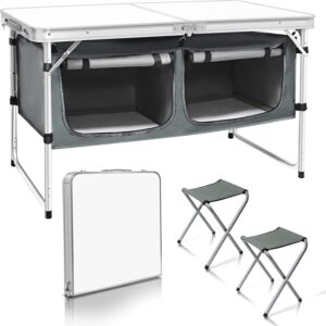 Mesa plegable CampLand, ligera y con almacenaje