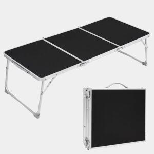 Mesa de picnic Warmiehomy plegable negra, ideal para camping