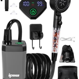 IPOW Ducha portátil camping LED + batería 6000mAh