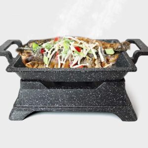 Estufa portátil de carbón y alcohol con parrilla antiadherente