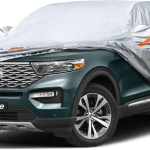 Kayme Fundas de coche impermeables para todo tipo de clima, protección contra la lluvia y los rayos UV, con bolsillo de espejo con cremallera, para SUV, Jeep, Toyota, Highlander/Land Cruiser, Honda