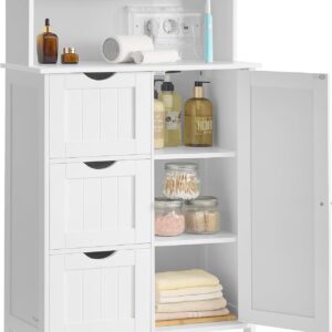 VASAGLE Armario Baño 100 cm con Enchufe USB y Cajones