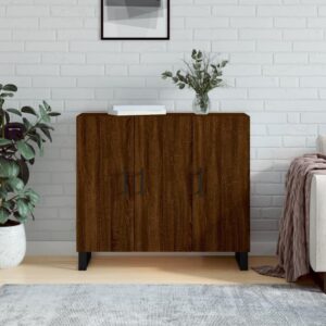 Aparador de madera marrón roble 90x34x80 cm - ZQQLVOO