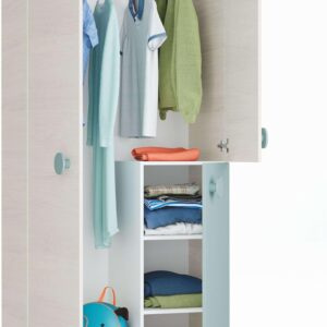 Armario Juvenil 3 Puertas Habitdesign Blanco Alpes/Verde Acqua