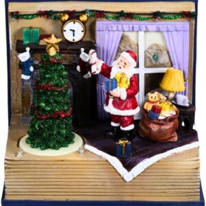 Figura de Papá Noel con árbol y luces LED (pila/USB)