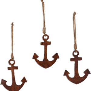 Adornos navideños náuticos de madera (3 uds.)