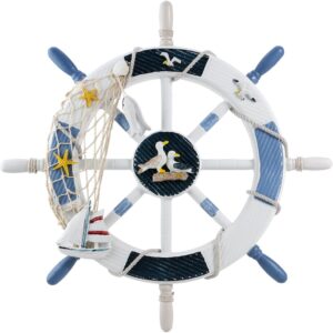Rueda de barco náutico decorativa en madera - WINOMO