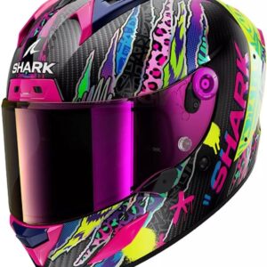 Casco Moto Shark AERON FAWN Carbon Violet Yellow, XL