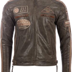 Aviatrix Chaqueta Biker de Cuero Auténtico para Hombre