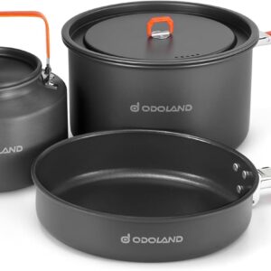 Kit camping Odoland: olla, sartén y hervidor plegables