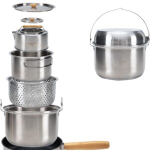 Juego utensilios cocina camping acero inoxidable KingCamp