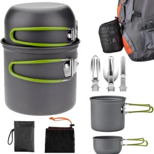 Kit cacerolas camping aluminio con cubiertos plegables SUNOYA