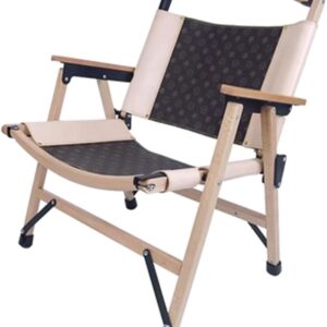 Silla plegable madera y cuero para camping ZDEZHI