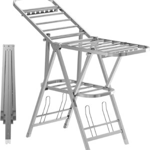 Tendedero plegable de acero inoxidable con alas ajustables